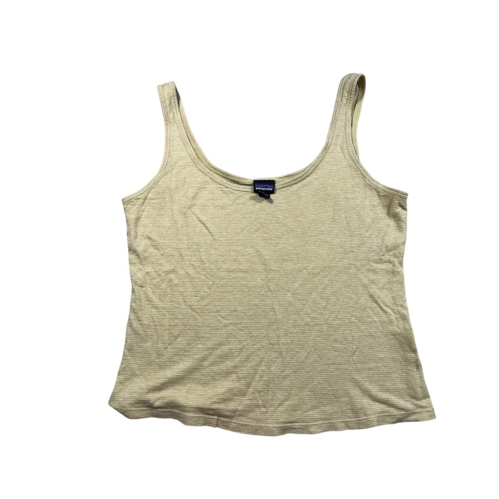 Patagonia Ribbed Tank Top XS Yellow/Oatmeal Organic Cotton Sleeveless